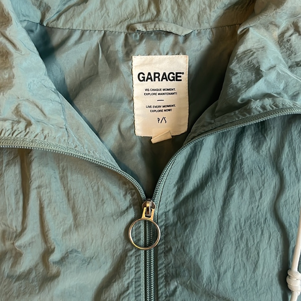Garage | 90s Green Windbreaker Track Jacket | Retro Zip-Up Bomber | Size S - Picture 3 of 5